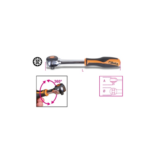 Beta | 910/58 | Omschakelbare ratel 3/8" met draaibare handgreep, 52-tands | 009100884