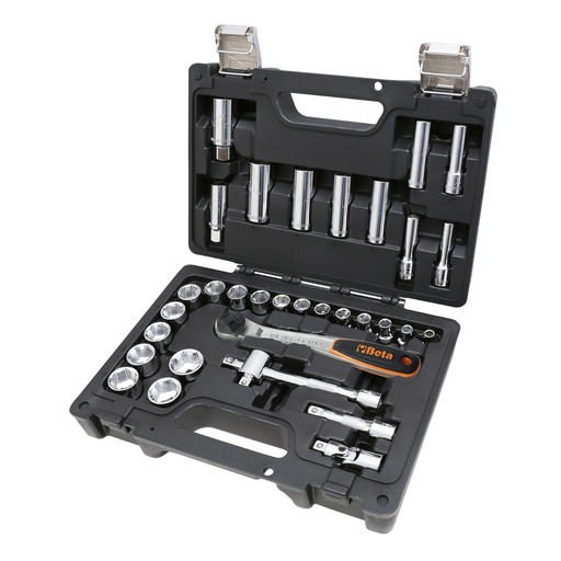 Beta | BW 913E/C33 | Doppenset 3/8" met 28 zeskantdoppen en 5 toebehoren, in koffer