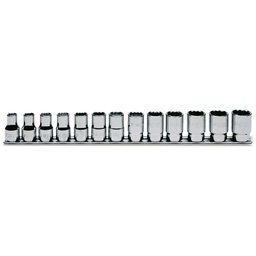 Dopsleutelset twaalfkant 1/2", 13-delig, verchroomd