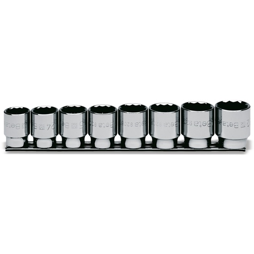 Beta | 920B/SB8 | Dopsleutelset twaalfkant 1/2", 8-delig, verchroomd | 009200142