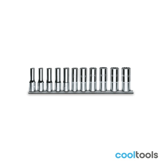 Beta | 920BL/SB11 | Dopsleutelset twaalfkant 1/2", lang model, 11-delig, verchroomd | 009200338