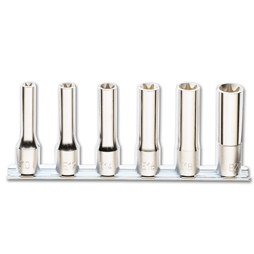 Beta | 920FTX/LSB | Doppenset voor Torx-profielbouten, 1/2", lang model, verchroomd | 009200409