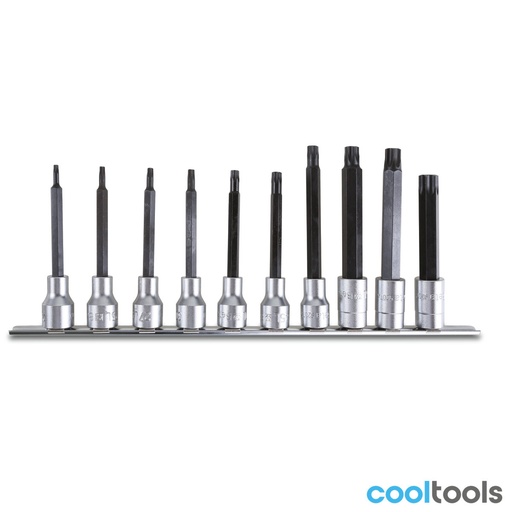 Beta | 920TX/L-SB10 | Schroevendraaierdoppen voor Torx-schroeven, 1/2", lang, 10-delig | 009200545