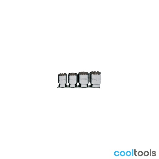 Beta | 920U/SB4 | Gearlock dopsleutelset 1/2" voor zeskantmoeren, 4-delig, verchroomd | 009201744