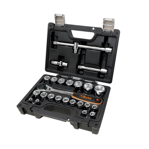 Beta | BW 923E/C25 | Doppenset 1/2" met 20 zeskantdoppen en 5 toebehoren, in koffer