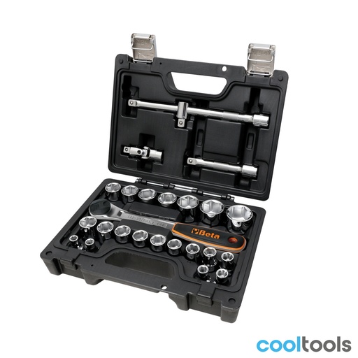 Beta | BW 923E/C25 | Doppenset 1/2" met 20 zeskantdoppen en 5 toebehoren, in koffer