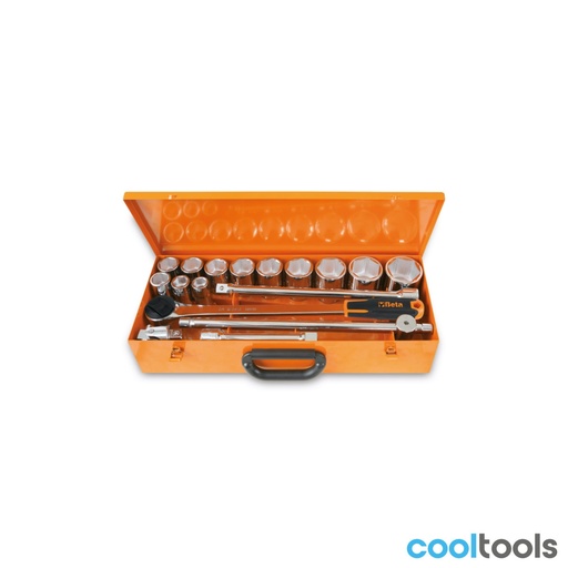 Beta | 928/C12 | Doppendoos met 12 zeskant dopsleutels en 5 toebehoren, plaatstalen kist | 009280955