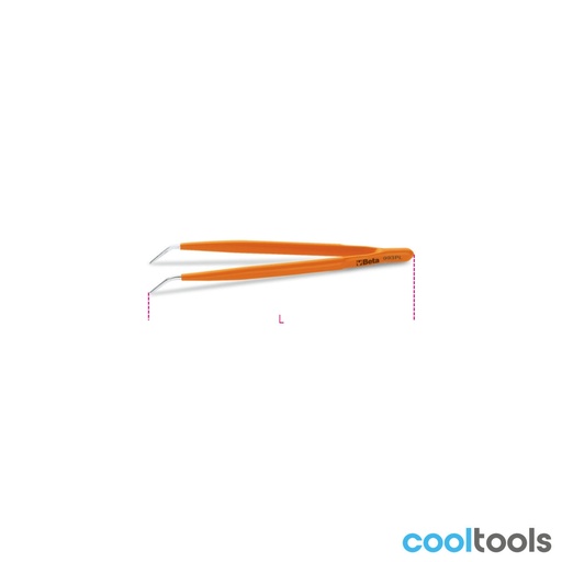 Beta | 993PL | Pincet met gebogen smalle gegroefde bekken, roestvast staal, PVC-geisoleerd | 009930010