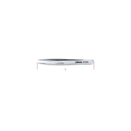 Beta | 999B | Pincet met sterke rechte bekken, anti-magnetisch en zuurbestendig, roestvast staal | 009990017
