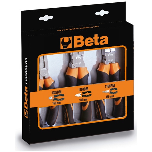 Beta | 1169BM/D3 | Set van 3 tangen: combinatie-, telefoon- en zijkniptang | 011690133