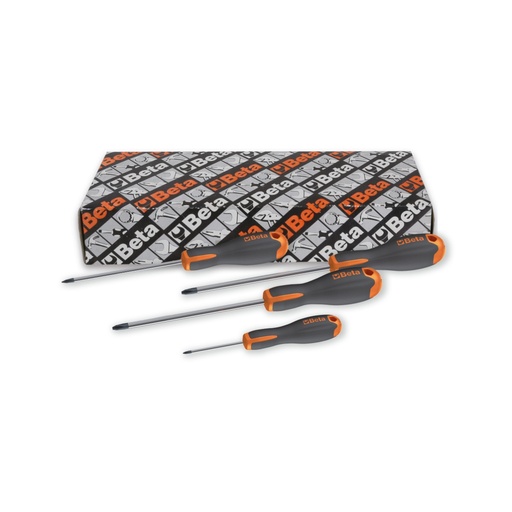 Beta | 1202E/S4 | 4-delig set schroevendraaiers voor Phillips kruiskopschroeven | 012021204