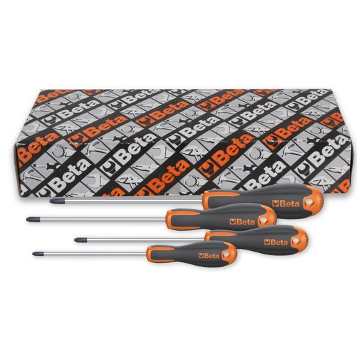 Beta | 1209E/PZ-S4 | 4-delig set Evox schroevendraaiers voor Pozidriv-Supadriv kruiskopschroeven | 012091204