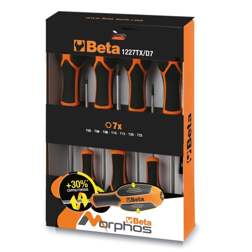 Beta | 1227TX/D7 | Set van 7 Morphos-schroevendraaiers voor Torx-schroeven | 012270207