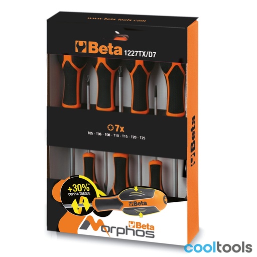 Beta | 1227TX/D7 | Set van 7 Morphos-schroevendraaiers voor Torx-schroeven | 012270207