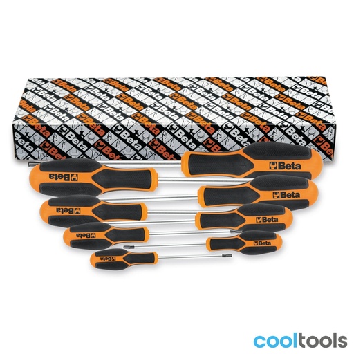 Beta | 1228RTX/S8 | Set van 8 Morphos-schroevendraaiers voor Tamper Resistant Torx-schroeven | 012280208