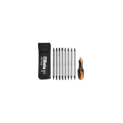 Beta | 1281BG-TX/A8 | Schroevendraaiergreep met 8 wisselbare klingen. Kruiskop, sleuf en Torx | 012810530