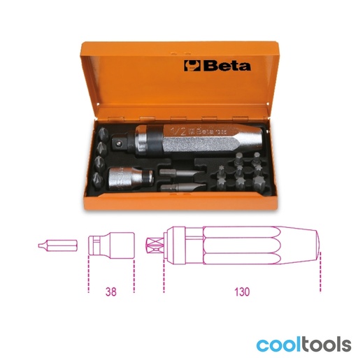 Beta | 1295/C14 | Slagschroevendraaier met 14 bit en houder in kist | 012950108