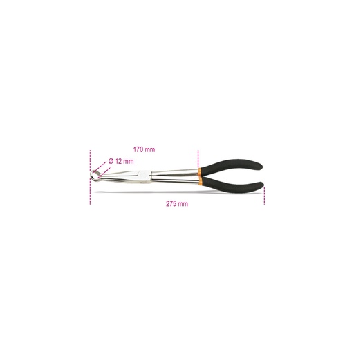 Beta | 1474DL | Bougiekaptang met lange bekken en dubbele PVC-handgreep | 014740015