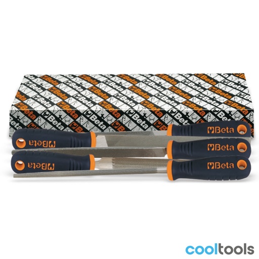 Beta | 1719BMA8/S5 | 5-delige set halfzoete vijlen, 8 inch, met bi-materiaal antislip handvat | 017190070