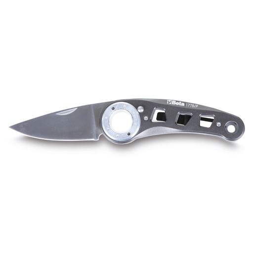 Beta | 1778P | Klapmes, roestvaststalen lemmet, aluminium handgreep, drukknop, in etui | 017780088