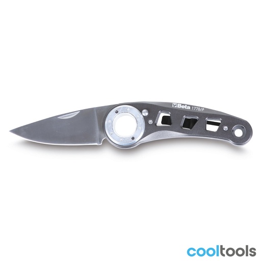 Beta | 1778P | Klapmes, roestvaststalen lemmet, aluminium handgreep, drukknop, in etui | 017780088