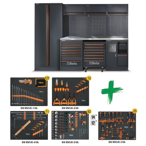 Beta | C45PRO | Werkplaatscombinatie X met 267 Automotive gereedschappen | 2.0 X/267UT | 045009157