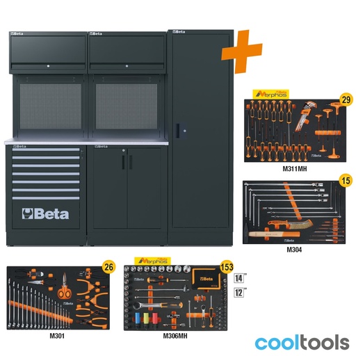 Beta | RSC50 | Werkplaatscombinatie met 223-delige gereedschapsset | RSC50 2.0 DX/223UT | 050001082