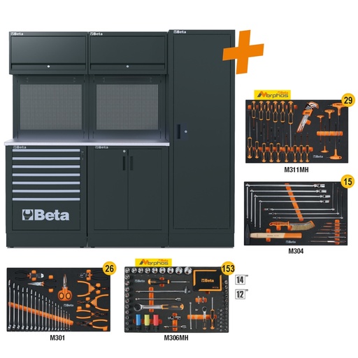 Beta | RSC50 | Werkplaatscombinatie met 223-delige gereedschapsset | RSC50 2.0 DX/223UT | 050001082