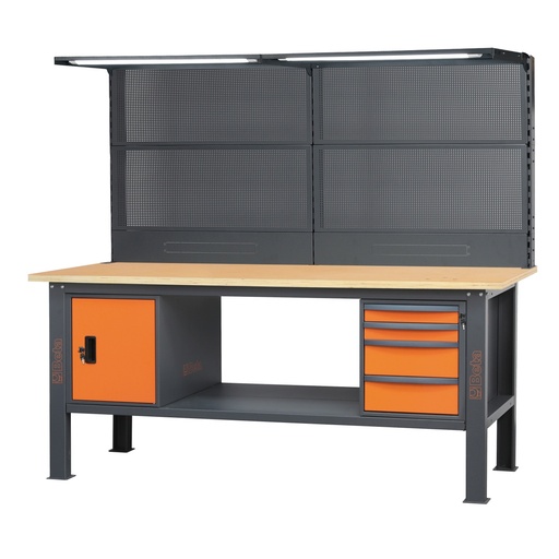 Beta | C58BC-W2,1 4CA/O SVR LED | Complete werkbank 2,1 m met 4 laden, deurmodule en LED | 058000743
