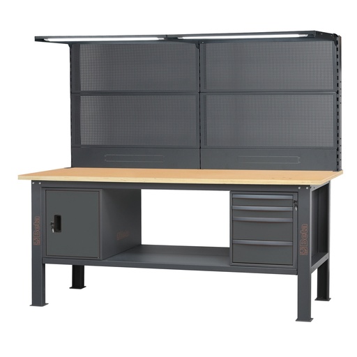 Beta | C58BC-W2,1 4CA/A SVR LED | Complete werkbank 2,1 m met 4 laden, deurmodule en LED | 058000748