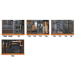 Universeel assortiment van 104 gereedschappen in ABS-inlegbakken