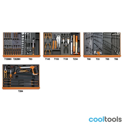 Beta | 5904VU/2T | Universeel assortiment van 104 gereedschappen in ABS-inlegbakken | 059041070