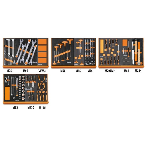 Beta | 5904VG/2M | Assortiment 170 gereedschappen voor autoherstel in EVA-foam inlegbakken | 059041198