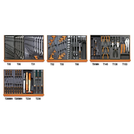 Beta | 5904VU/3T | Universeel assortiment van 146 gereedschappen in ABS-inlegbakken | 059041203