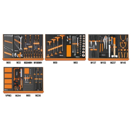 Beta | 5904VU/2M | Assortiment 144 universele gereedschappen in EVA-foam inlegbakken | 059041212