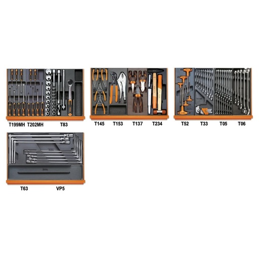 Beta | 5904VG/3T | Autoherstel-assortiment van 102 gereedschappen in ABS-inlegbakken | 059041510