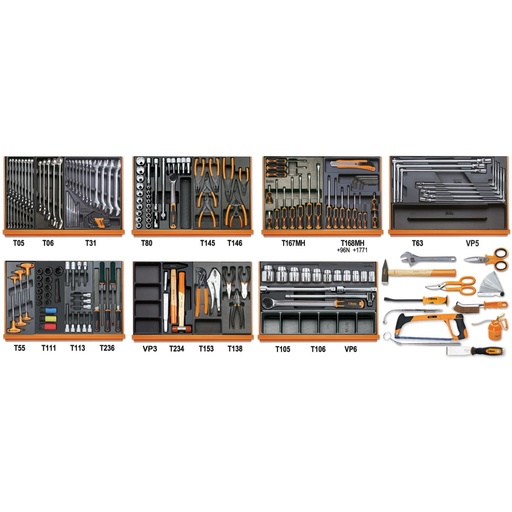 Beta | 5908VG/2T | Autoherstel-assortiment van 193 gereedschappen in ABS-inlegbakken | 059081017