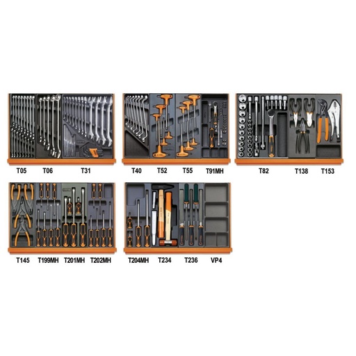 Beta | 5908VU/2T | Universeel assortiment van 161 gereedschappen in ABS-inlegbakken | 059081136