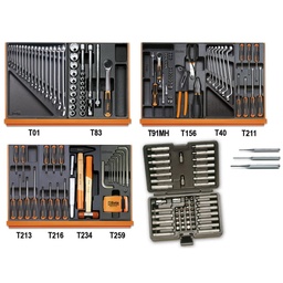 Universeel assortiment van 197 gereedschappen in ABS-inlegbakken