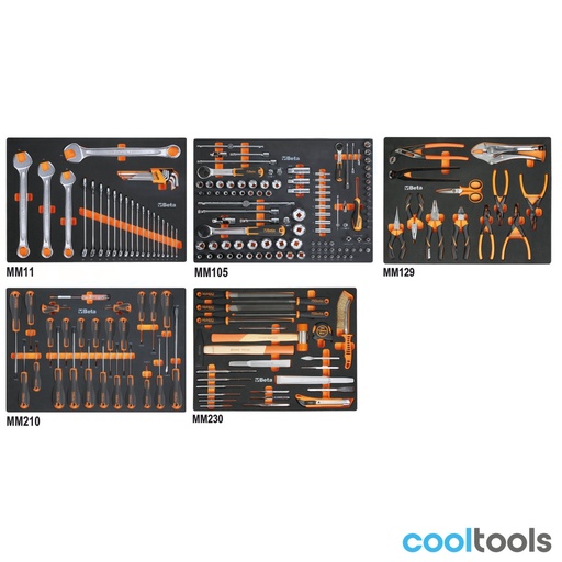 Beta | 5945VUM | Assortiment 199 gereedschappen in EVA-foam inlegbakken | 059451011