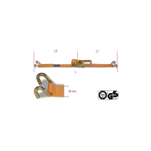 Beta | 8182H/2 | Ratelspanband met dubbele haak, LC 2500 kg, polyester (PES) | 081820385