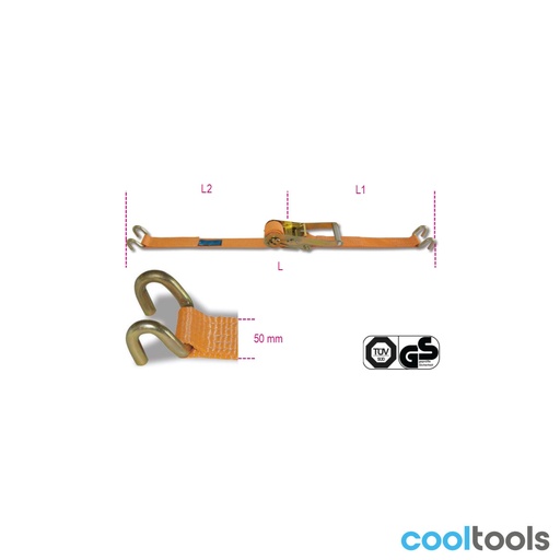 Beta | 8182H/2 | Ratelspanband met dubbele haak, LC 2500 kg, polyester (PES) | 081820385