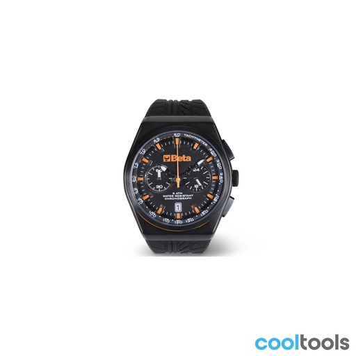 Beta | 9593A | Chronograaf horloge, stalen kast, 5 ATM, siliconen band | 095930050