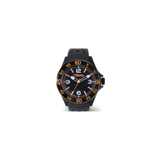 Beta | 9593W | Analoog horloge, kunststof met metalen ring, 3 ATM, siliconen band | 095930150