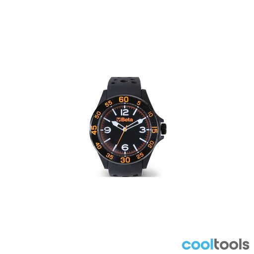 Beta | 9593W | Analoog horloge, kunststof met metalen ring, 3 ATM, siliconen band | 095930150