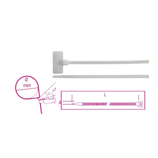 Beta | 1748-BT3 | Nylon bindstrips met los markeerlabel 20x9 mm, naturel | BMBT11125