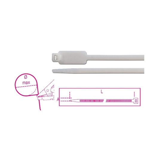 Beta | 1748-BT2 | Nylon bindstrips met verticaal markeerlabel 13x27 mm, naturel | BMBT12248