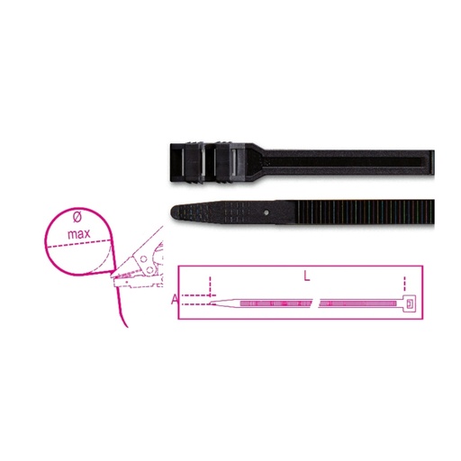 Beta | 1748-N2D | Nylon bindstrips, zwart, UV-bestendig