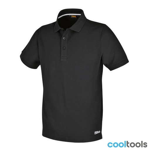 Beta | 7552N | Poloshirt met drie knopen, pique-katoen 200 g/m2, zwart