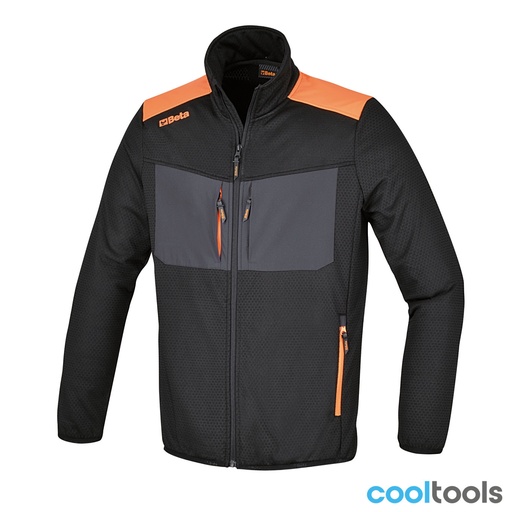 Beta | 7564N | Ademend stretch fleecejack, multipocket-model, zwart